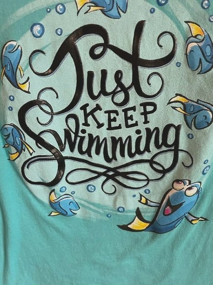 Disney Parks  Just Keep Swimming Dory Short Sleeve TShirt Womens Sz M Turquoise - Picture 5 of 6